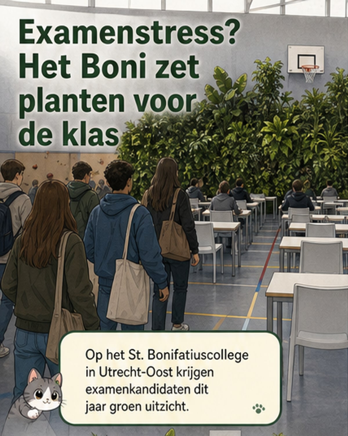 Planten in examenzaal verlagen stress?