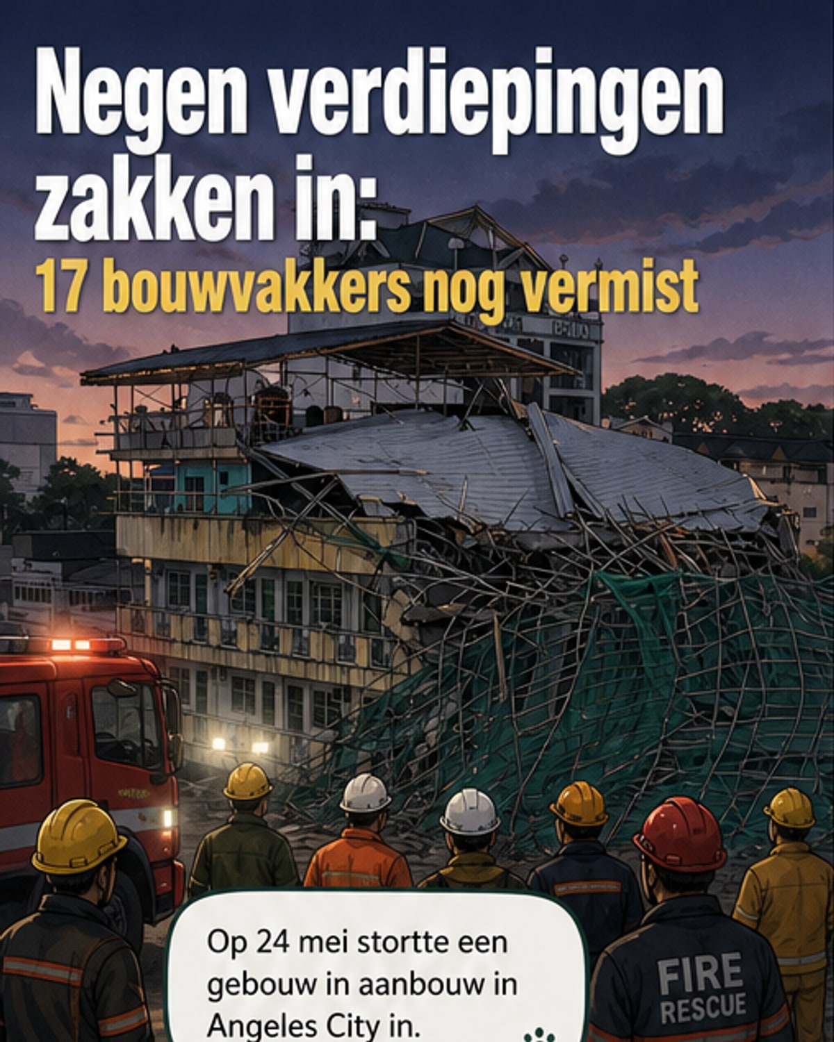 Vier doden bij instorting 9-talig gebouw