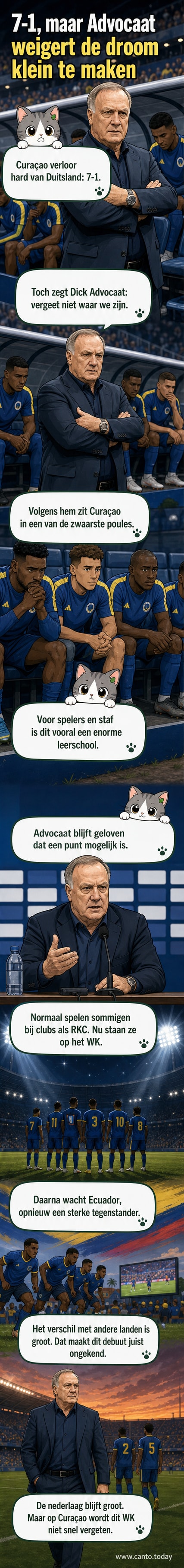 Bondscoach Dick Advocaat kijkt serieus tijdens een persconferentie na de nederlaag van Curaçao tegen Duitsland op het WK.