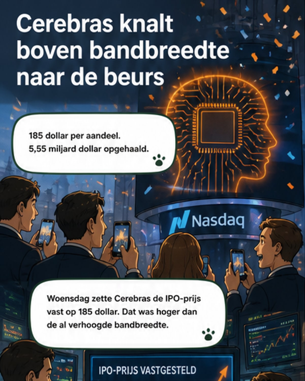 Cerebras noteert voor 185 dollar