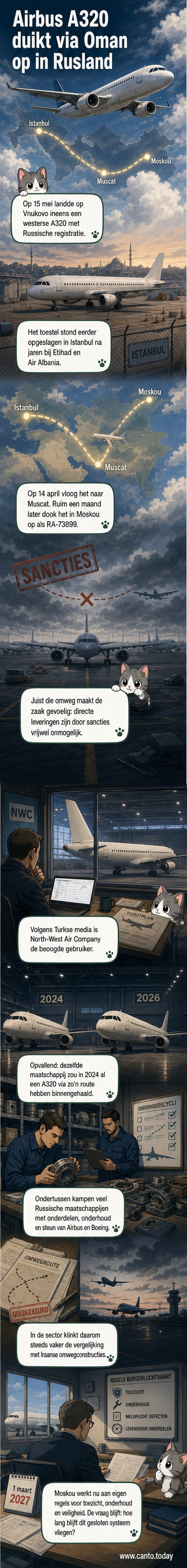 Een Airbus A320 met Russische registratie op de startbaan van Vnukovo International Airport, omgeven door sneeuw en een bewolkte lucht.
