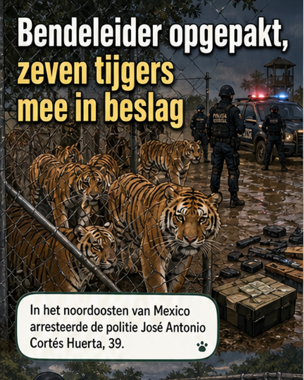 Tijgers als statussymbool bij vangst bendeleider