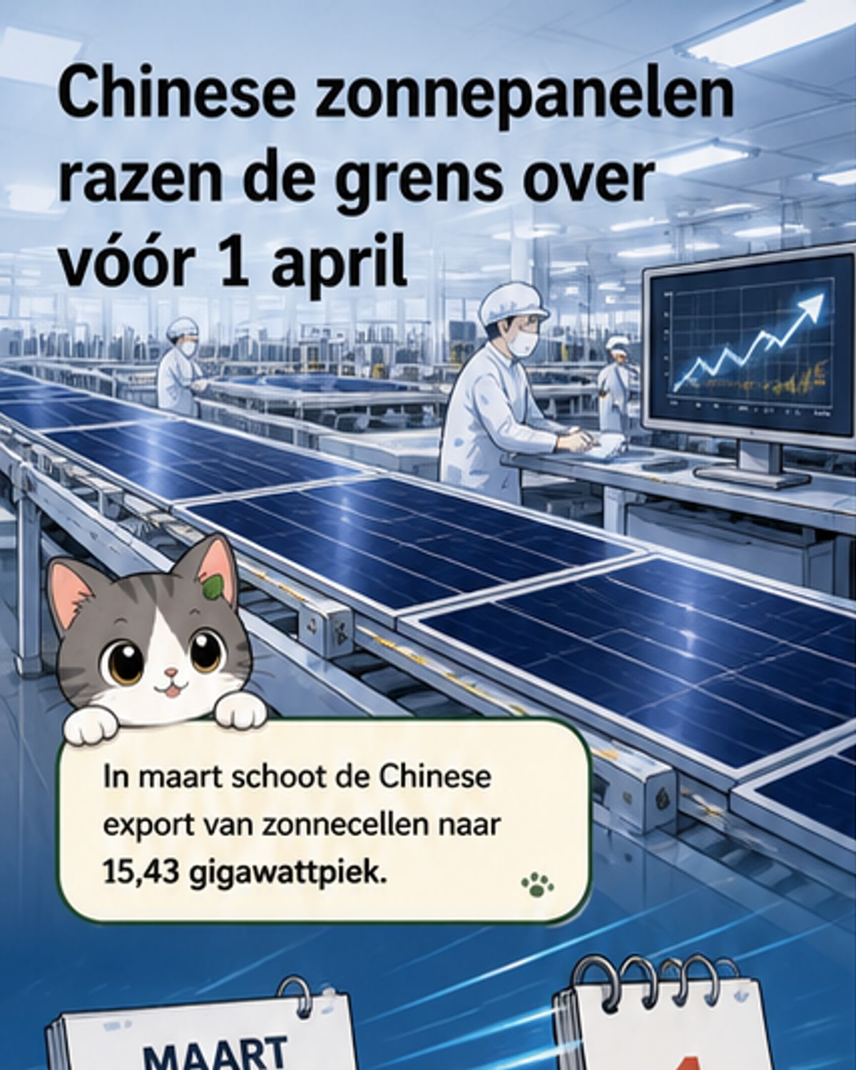 Chinese zonnepaneeluitvoer verdubbelt voor belastingwijziging