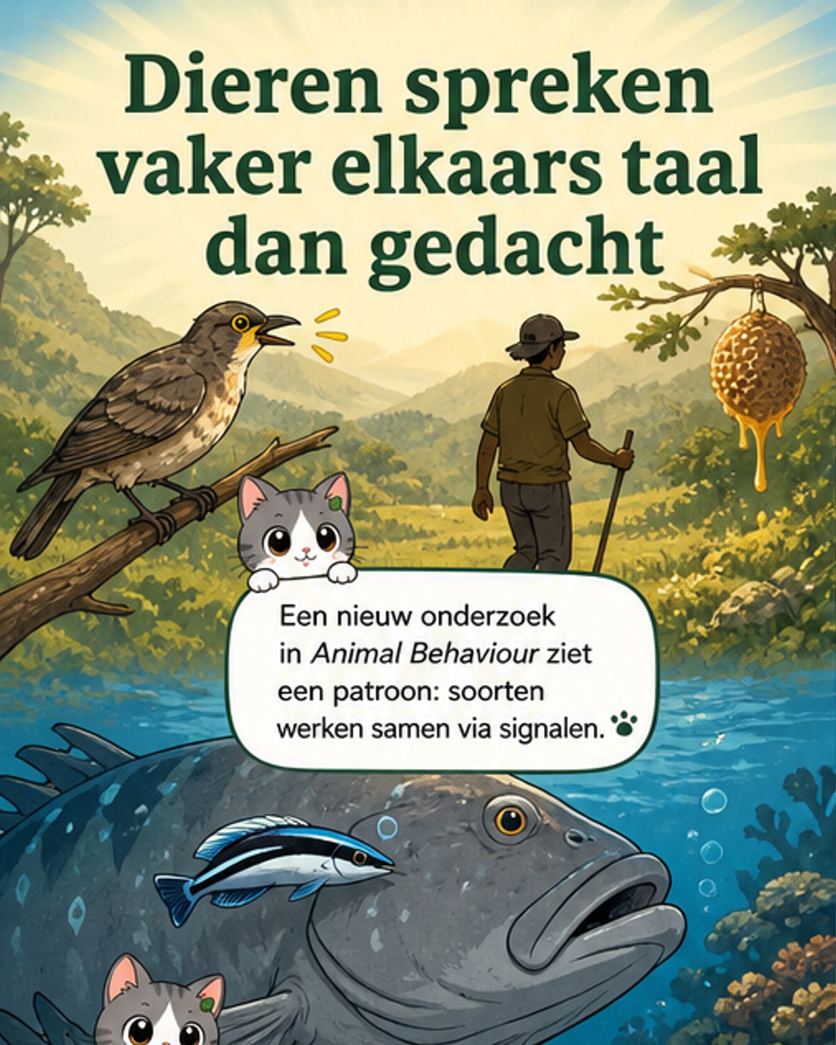 Dieren werken vaak samen met andere soorten