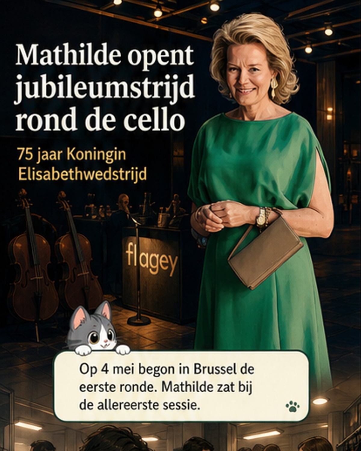 Mathilde op cellojubileum en nieuw museum