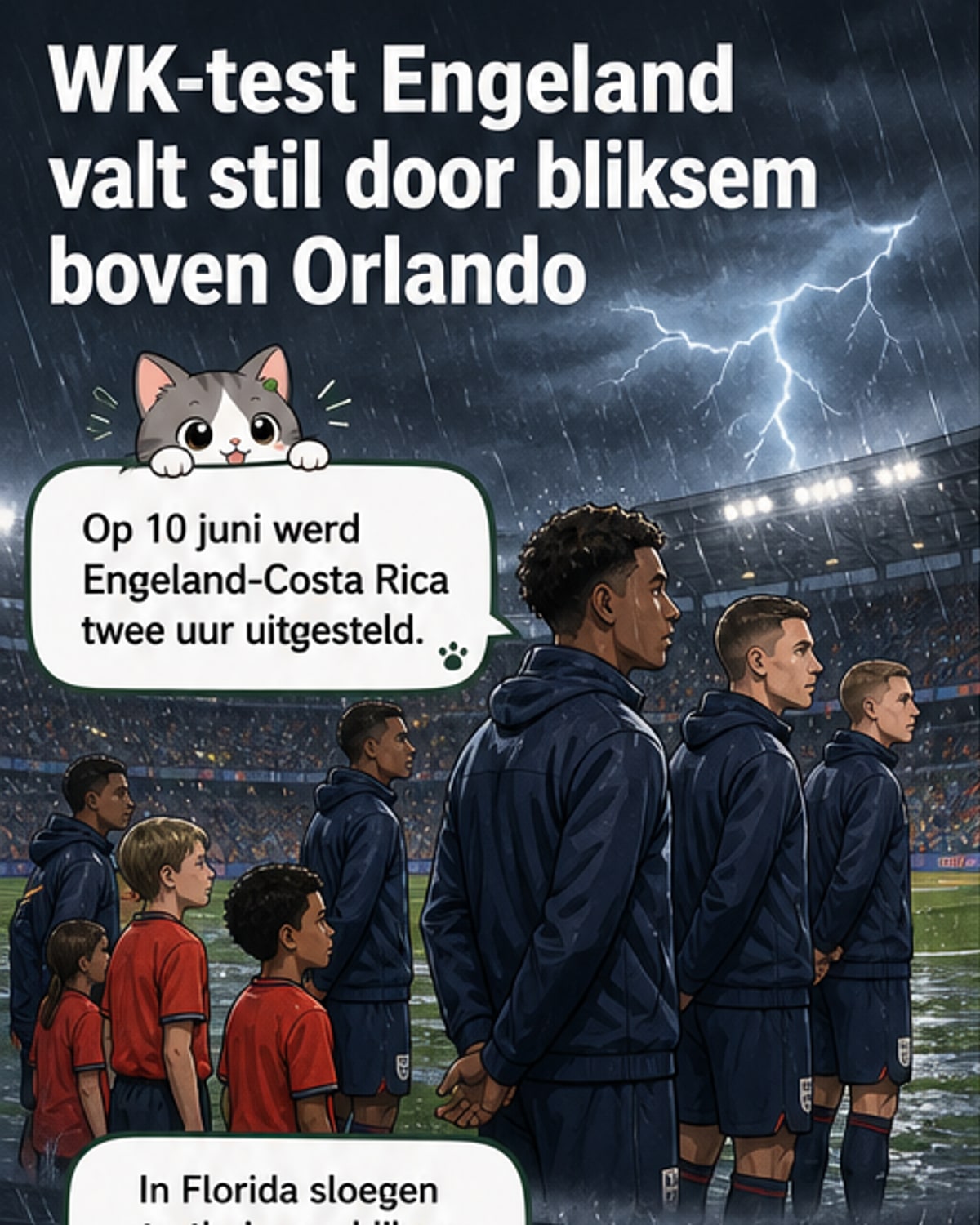 WK-test Engeland vertraagd door noodweer