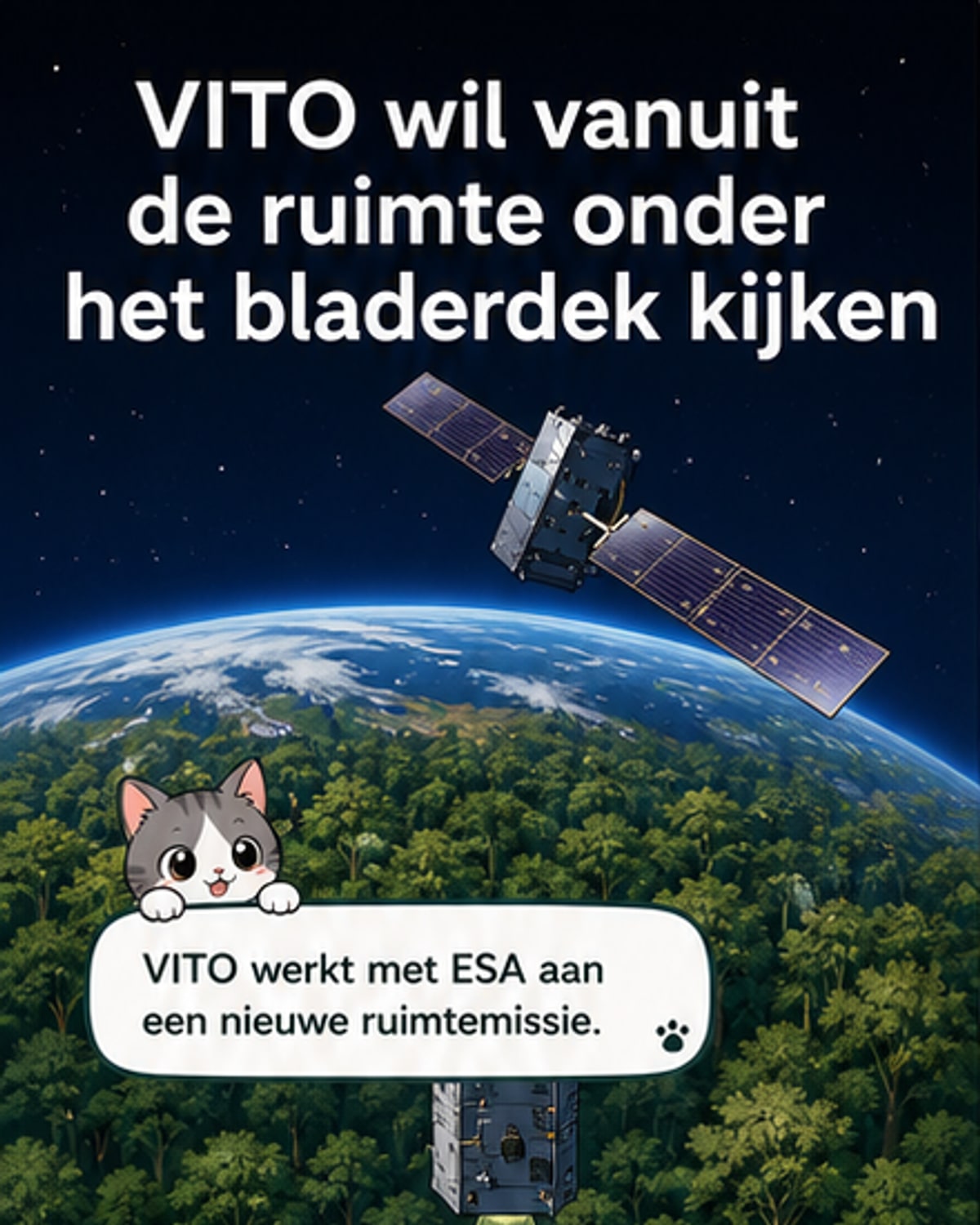 Satelliet kijkt door bladerdaken heen