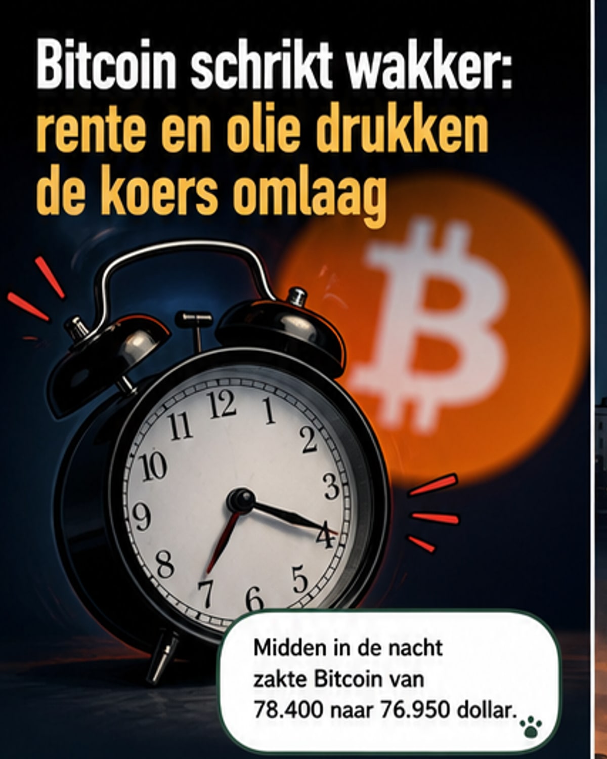 Bitcoin daalt weer scherp