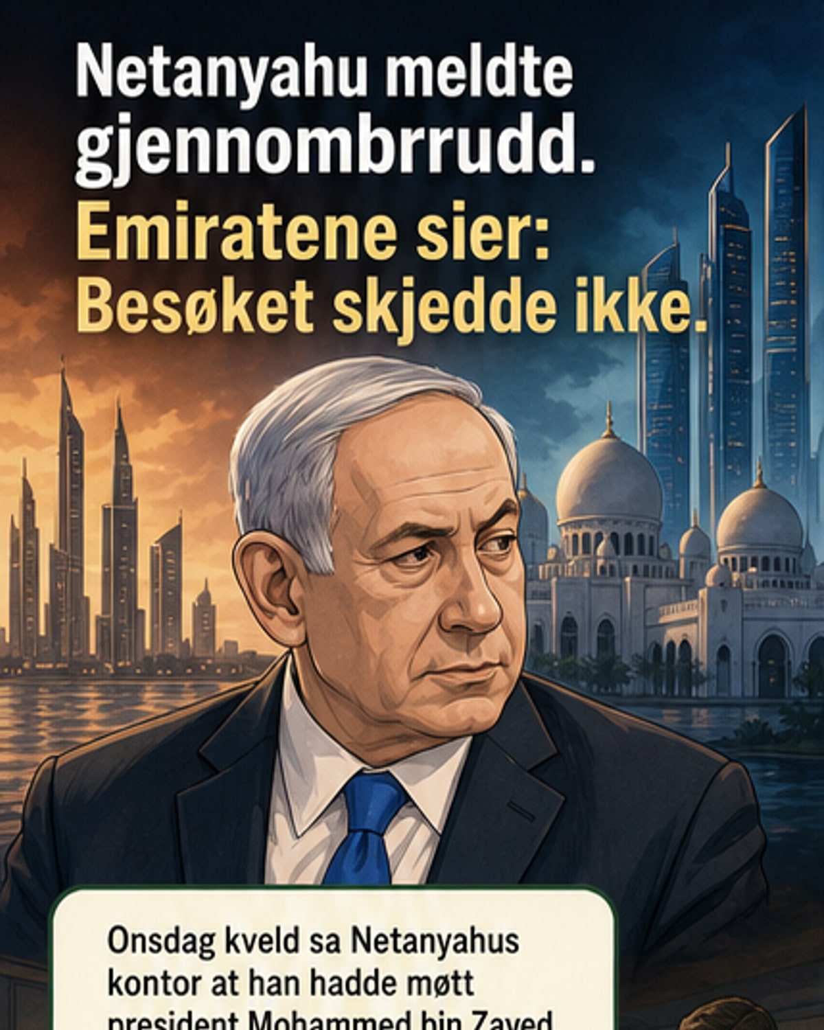 Emiratene benekter Netanyahu-besøk