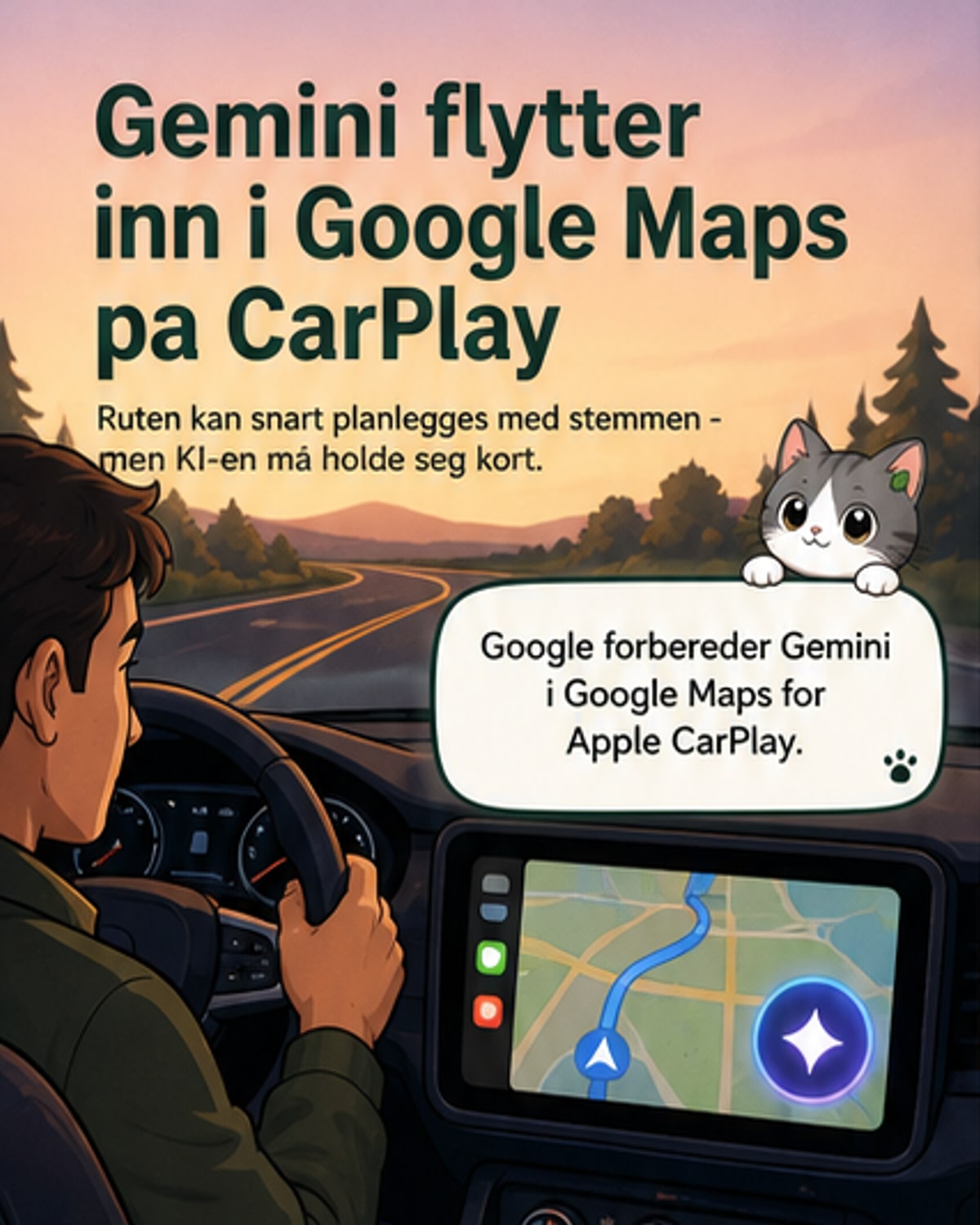 Google Maps får stemmestyrt KI i bilen