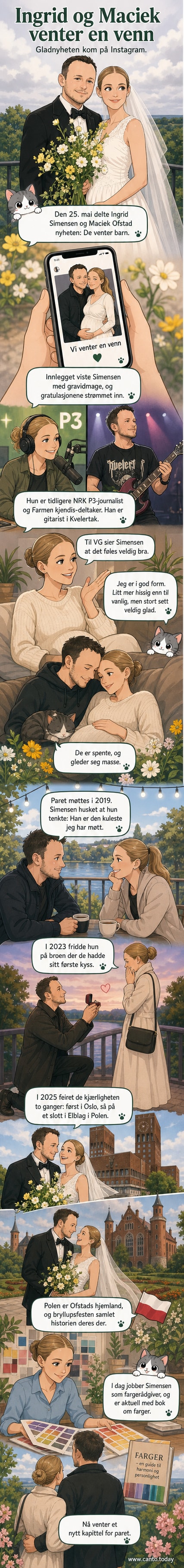 Ingrid Simensen står med hendene på magen og smiler, bakgrunnen er et utsiktspunkt med trekk fra et polsk slott.