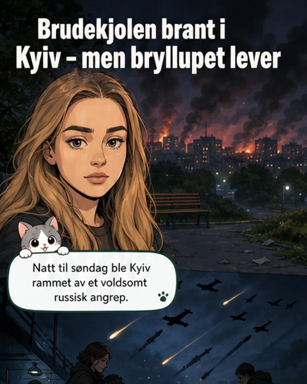 Brudekjolen brant ned i angrep