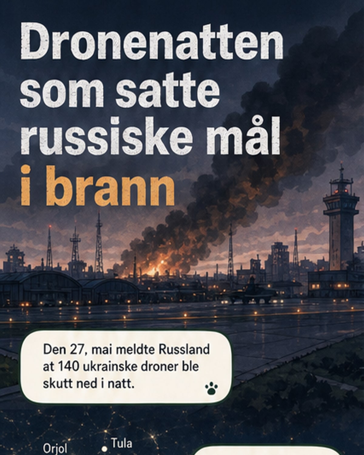 Ukrainske droner traff russiske baser