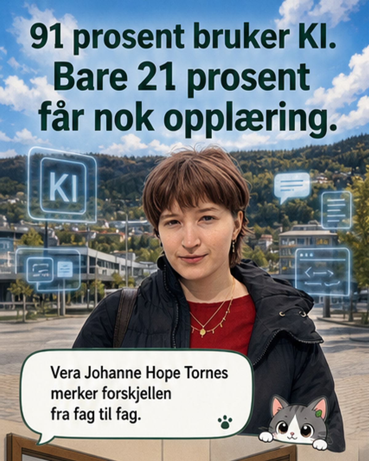Bare 1 av 5 studenter får god nok KI-opplæring