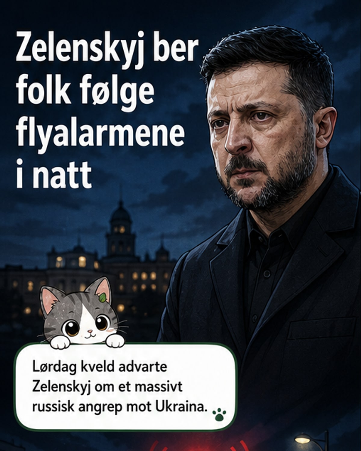 Zelenskyj advarer: Massivt angrep i natt