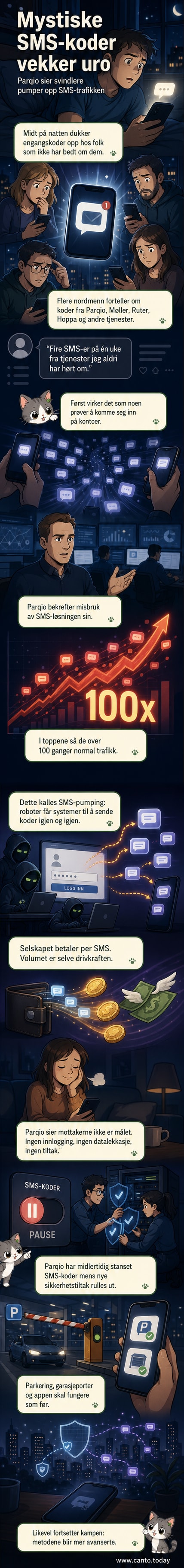 Illustrasjon av en person som ser forundret på telefonen sin med en SMS som viser en engangskode fra ukjente tjenester.