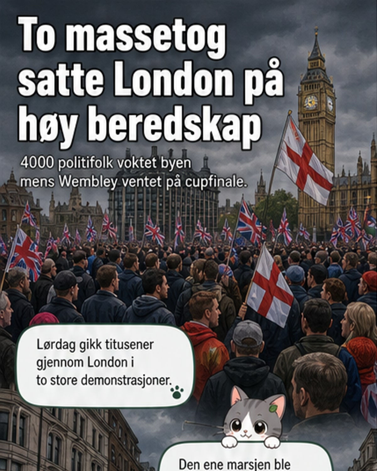 To store demonstrasjoner i London samtidig med cupfinalen