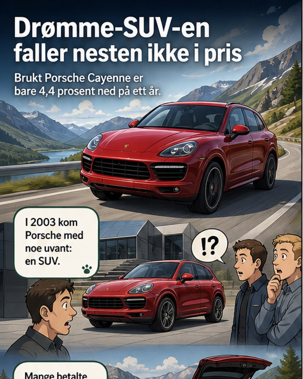 Porsche Cayenne taper seg lite i verdi