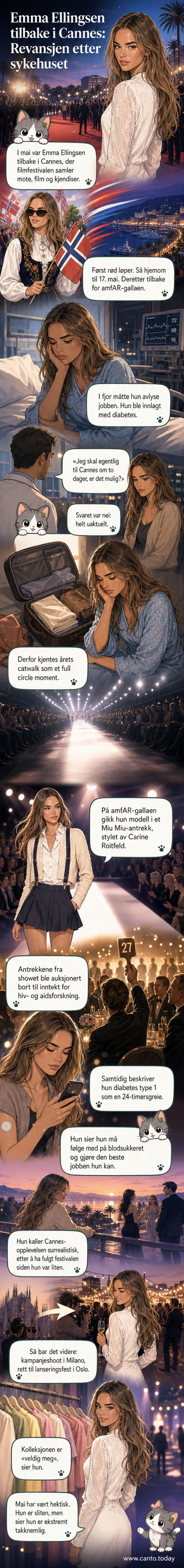 Emma Ellingsen i et hvitt, Brigitte Bardot-inspirert antrekk fra Miu Miu under amfAR-gallaen på Cannes-festivalen 2026.