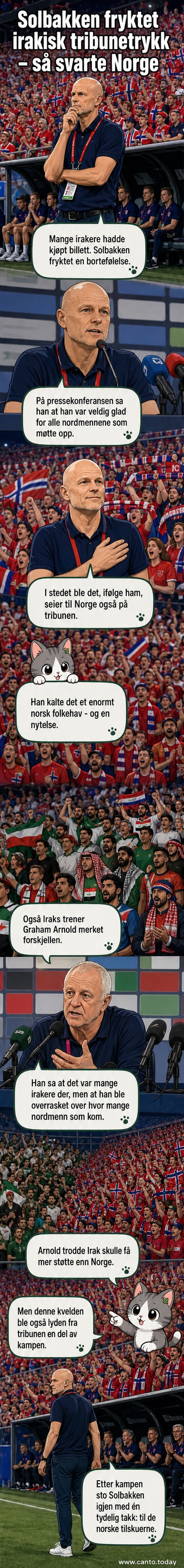 Norske fans i nasjonaldrakter vinker flagg i en stadion i Irak under en fotballkamp