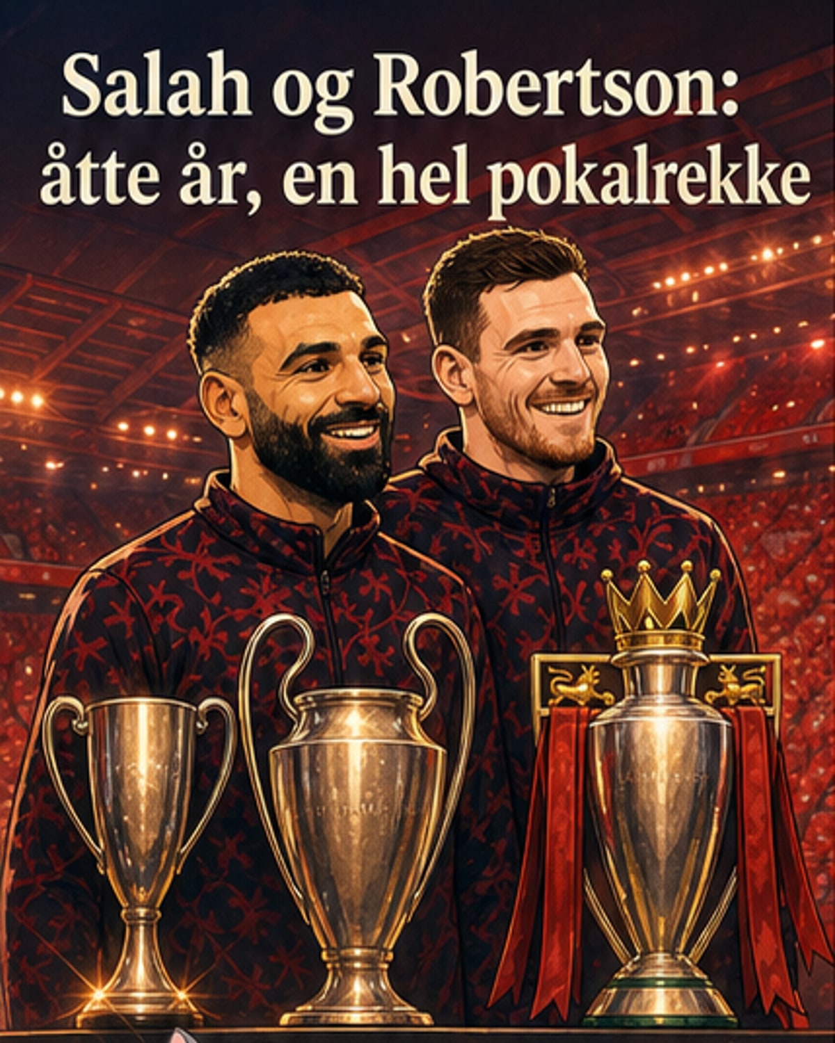 Salah og Robertson viser trofeer
