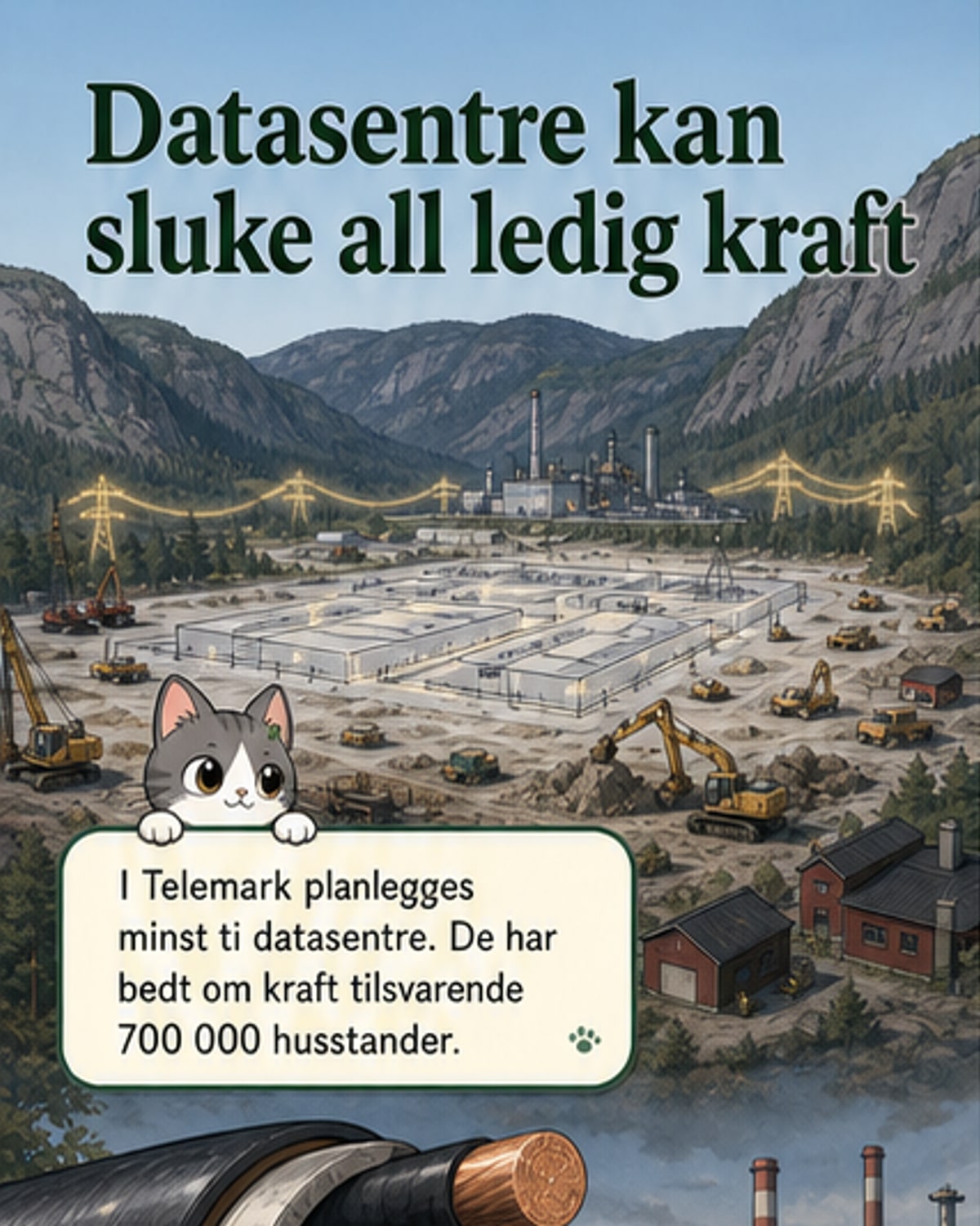 Datasentre suger opp kraft i Telemark