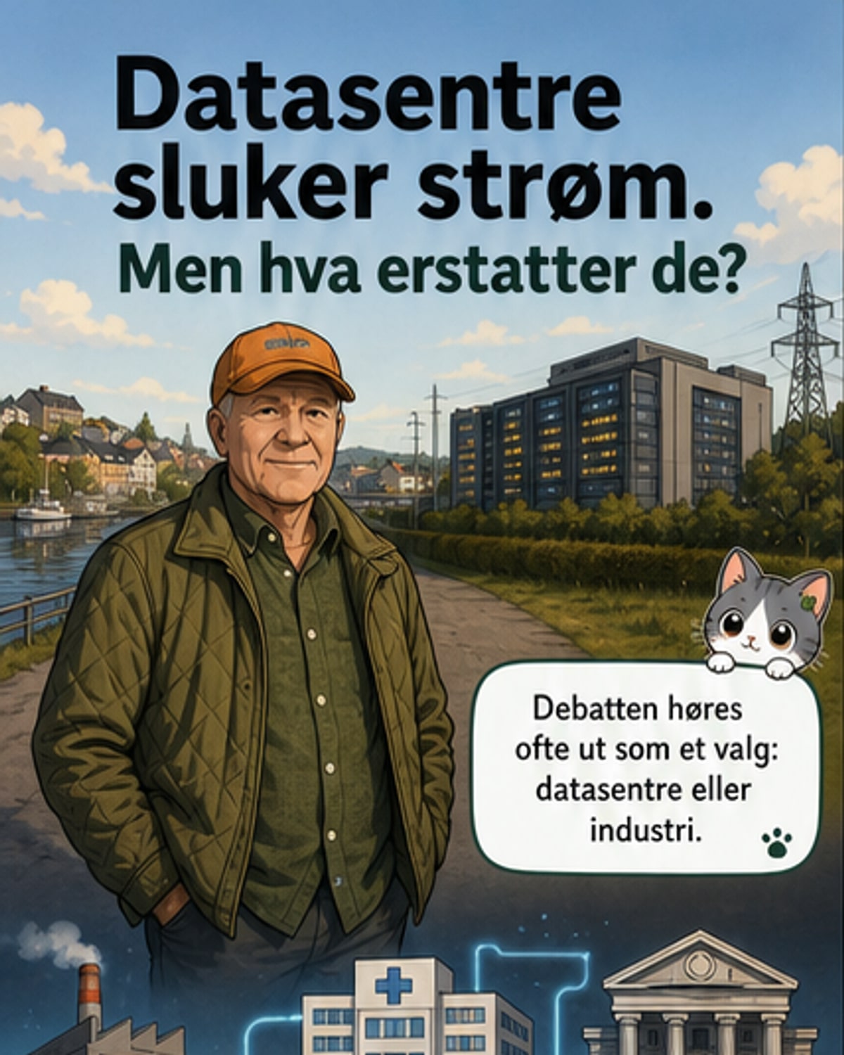 Datasentre bruker strøm – men hva erstatter de?