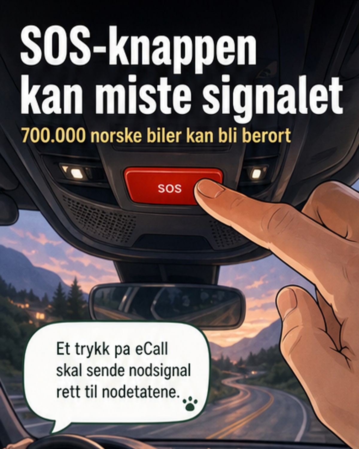 700 000 biler kan miste SOS-knapp