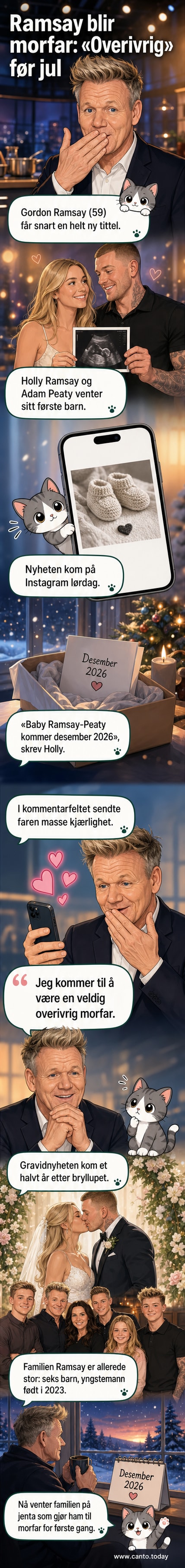 Gordon Ramsay smiler bredt, omgitt av familien inkludert datteren Holly og ektemann Adam Peaty, under en festlig anledning.