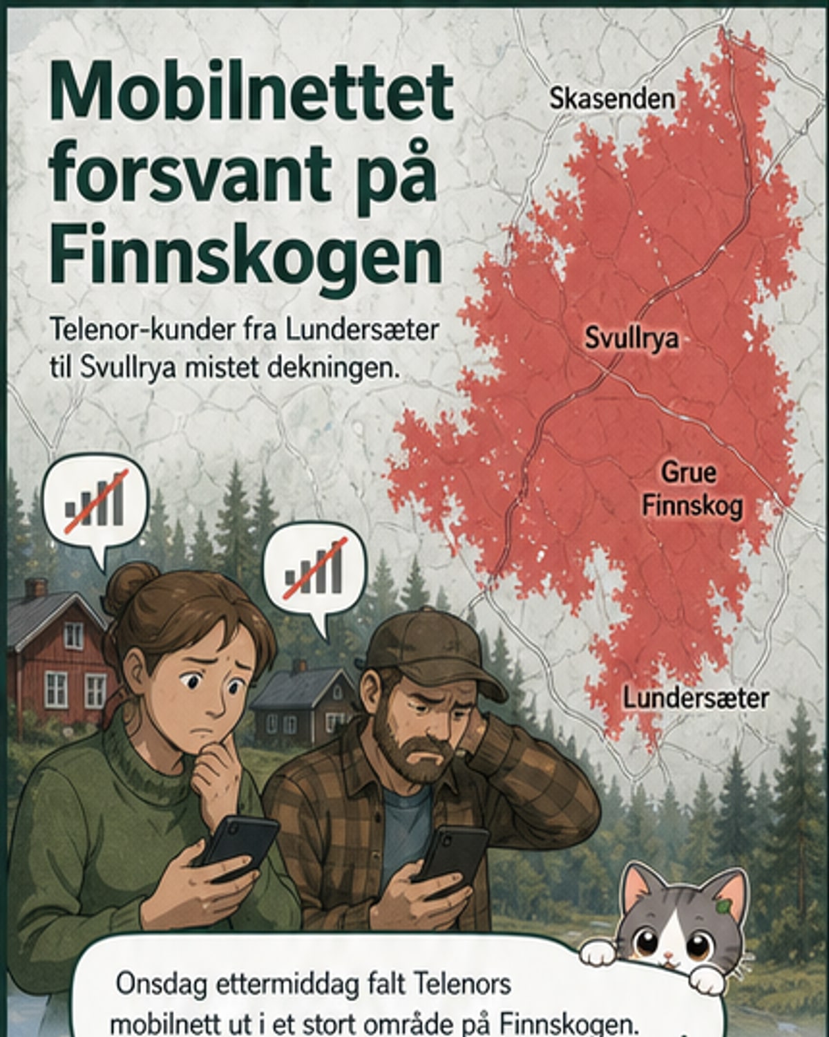 Mobilnettet falt ut i Finnskogen