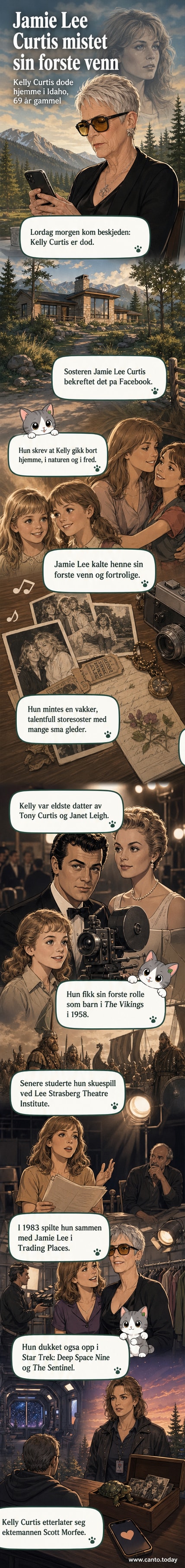 Historisk bilde av Tony Curtis med kone Janet Leigh og døtrene Kelly og Jamie Lee Curtis fra en prisutdeling i 2004.