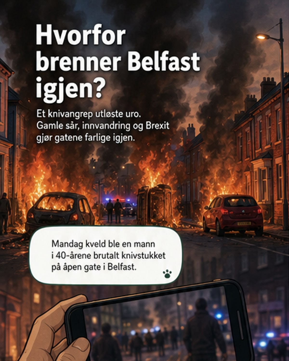 Belfast i brann etter knivstikking