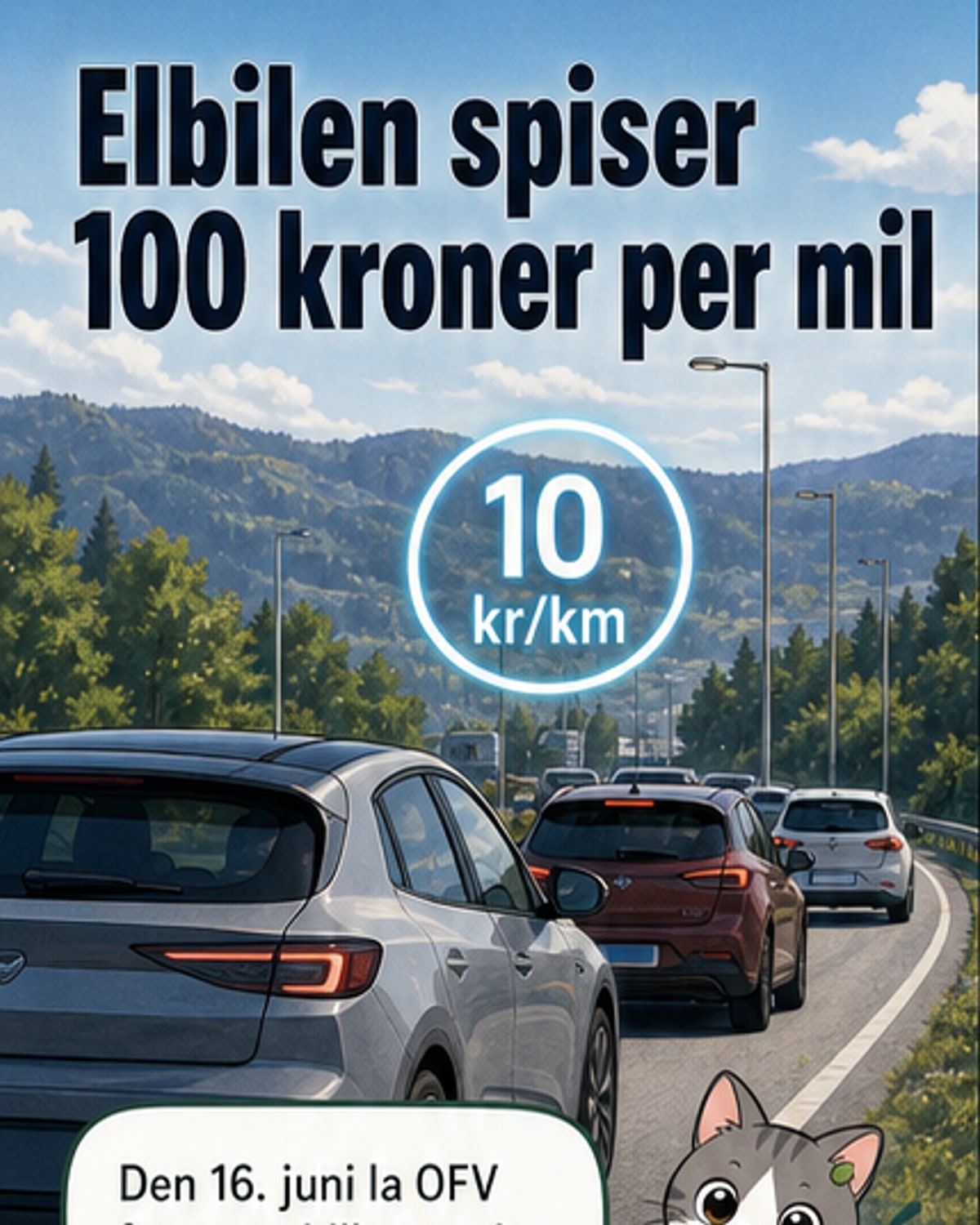 Elbilen koster 100 kroner per mil