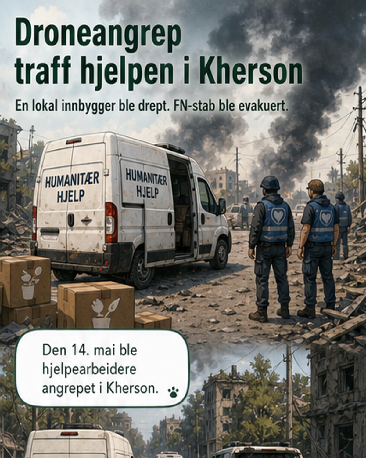 FN-bil truffet av drone i Ukraina