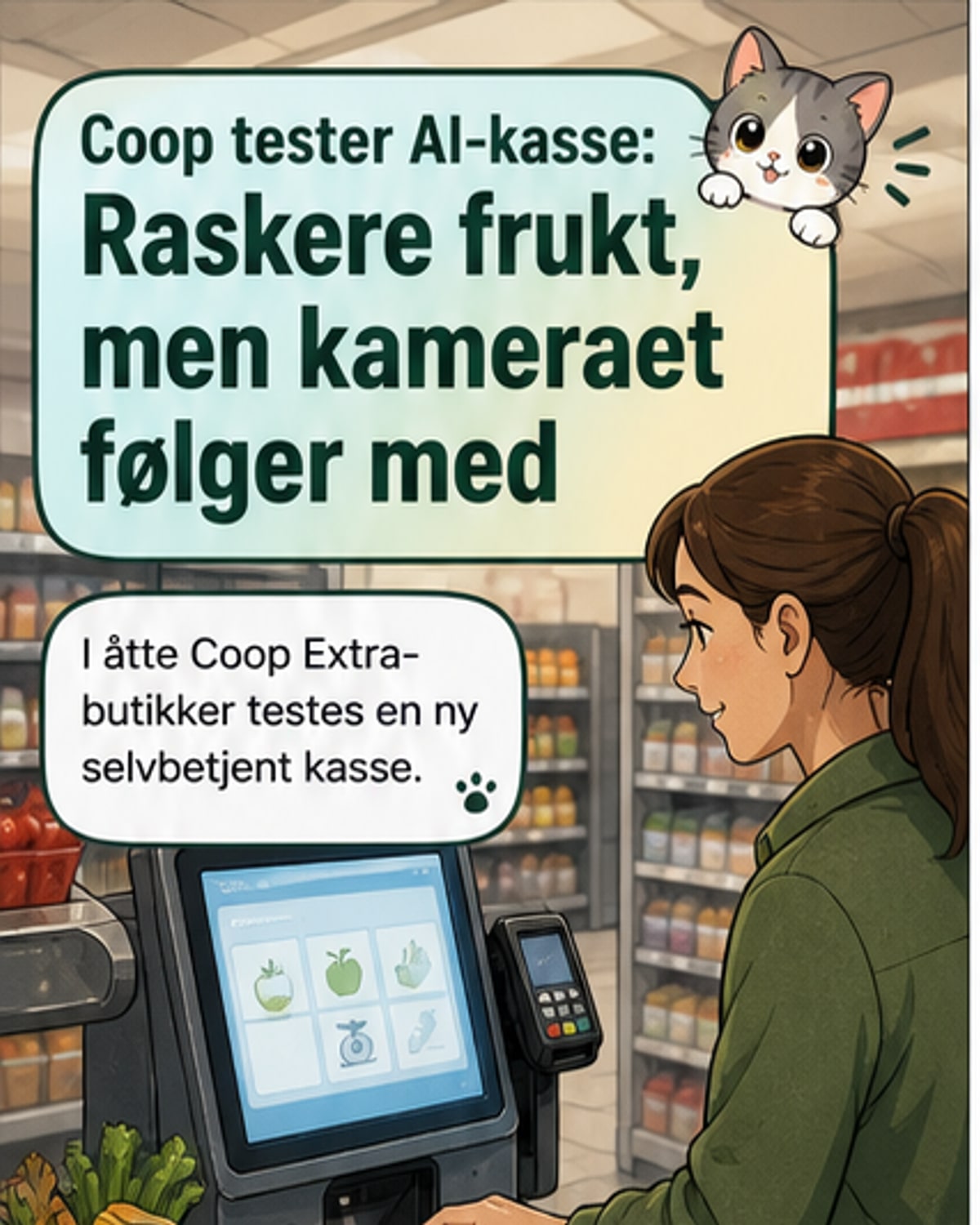 AI i kassen gjenkjenner frukt automatisk