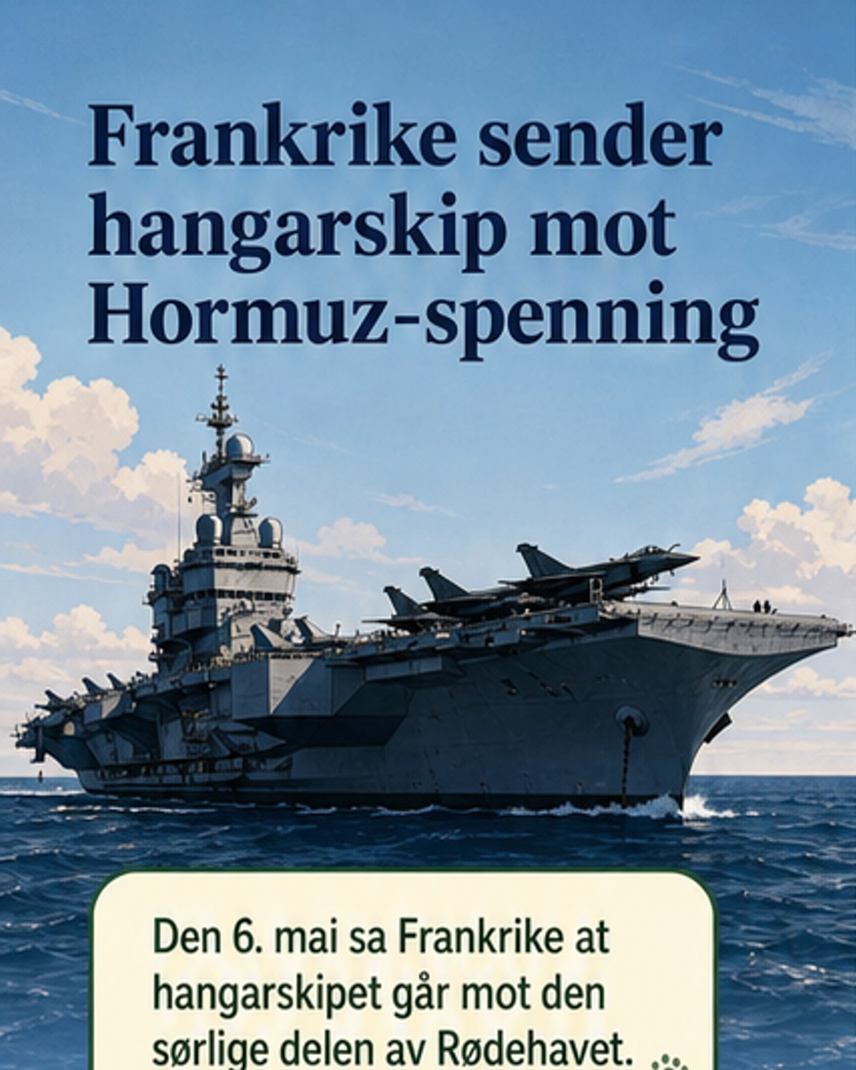 Fransk hangarskip på vei mot Rødehavet