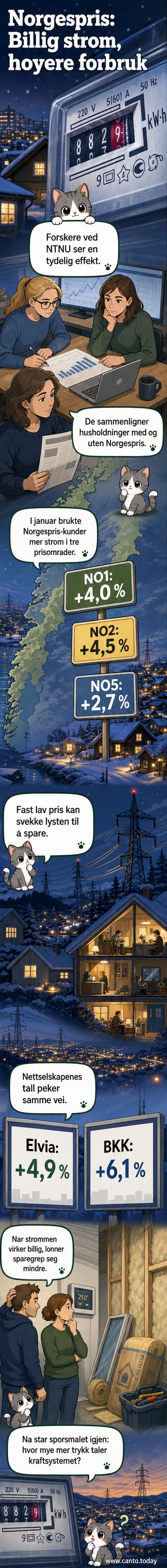 Illustrasjon av en lyspære med høy strømforbrukstavle i bakgrunnen, og graf som viser økende forbrukskurver for husholdninger med Norgespris.