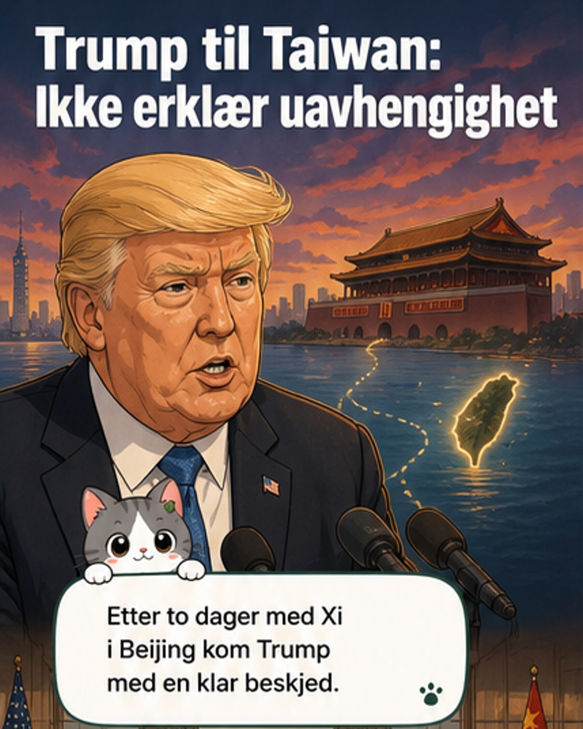 Trump advarer Taiwan mot selvstendighet