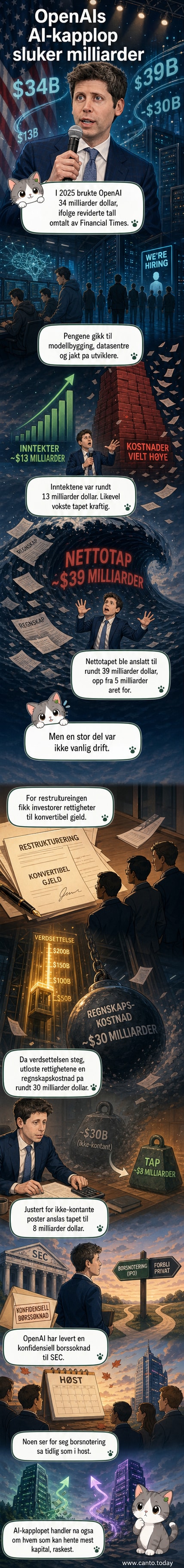Illustrasjon av OpenAI-logoen med penger som forsvinner i en datamaskin, symboliserer stor investering i AI-utvikling.