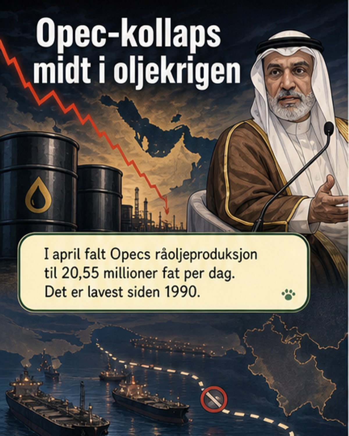 Opecs produksjon på bunnen