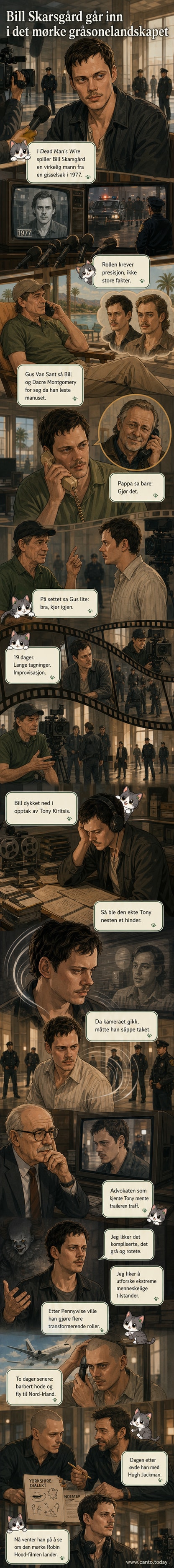 Bill Skarsgård i mørke, intens rolle som Tony Kiritsis, med usikker blikk og hånden på hodet, i en scene fra 'Dead Man’s Wire'.