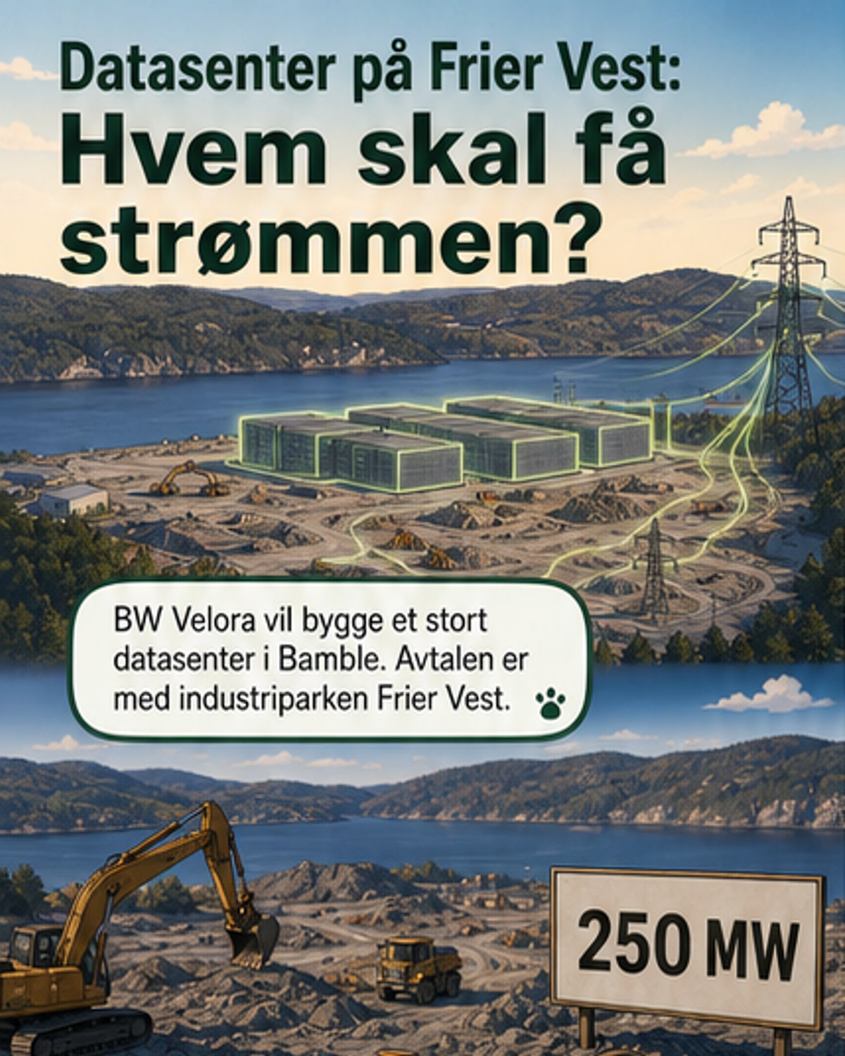 Nytt datasenter i Bamble møter motstand