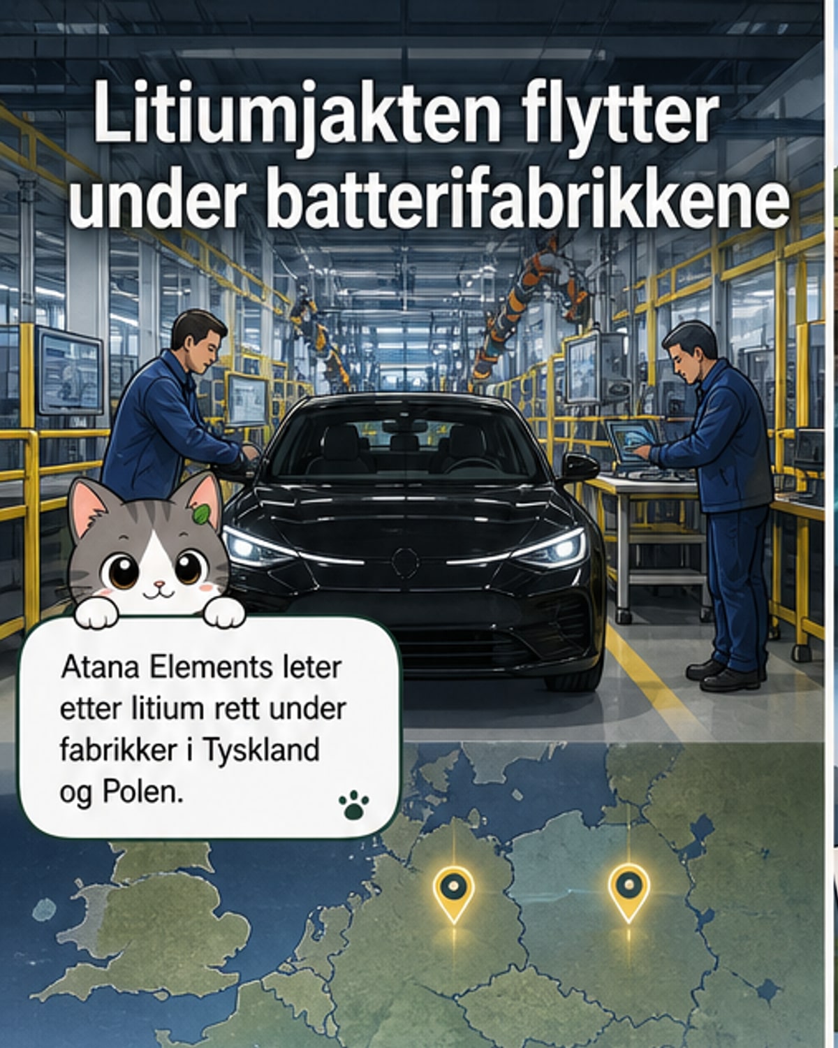 Litium rett under fabrikkskjøret