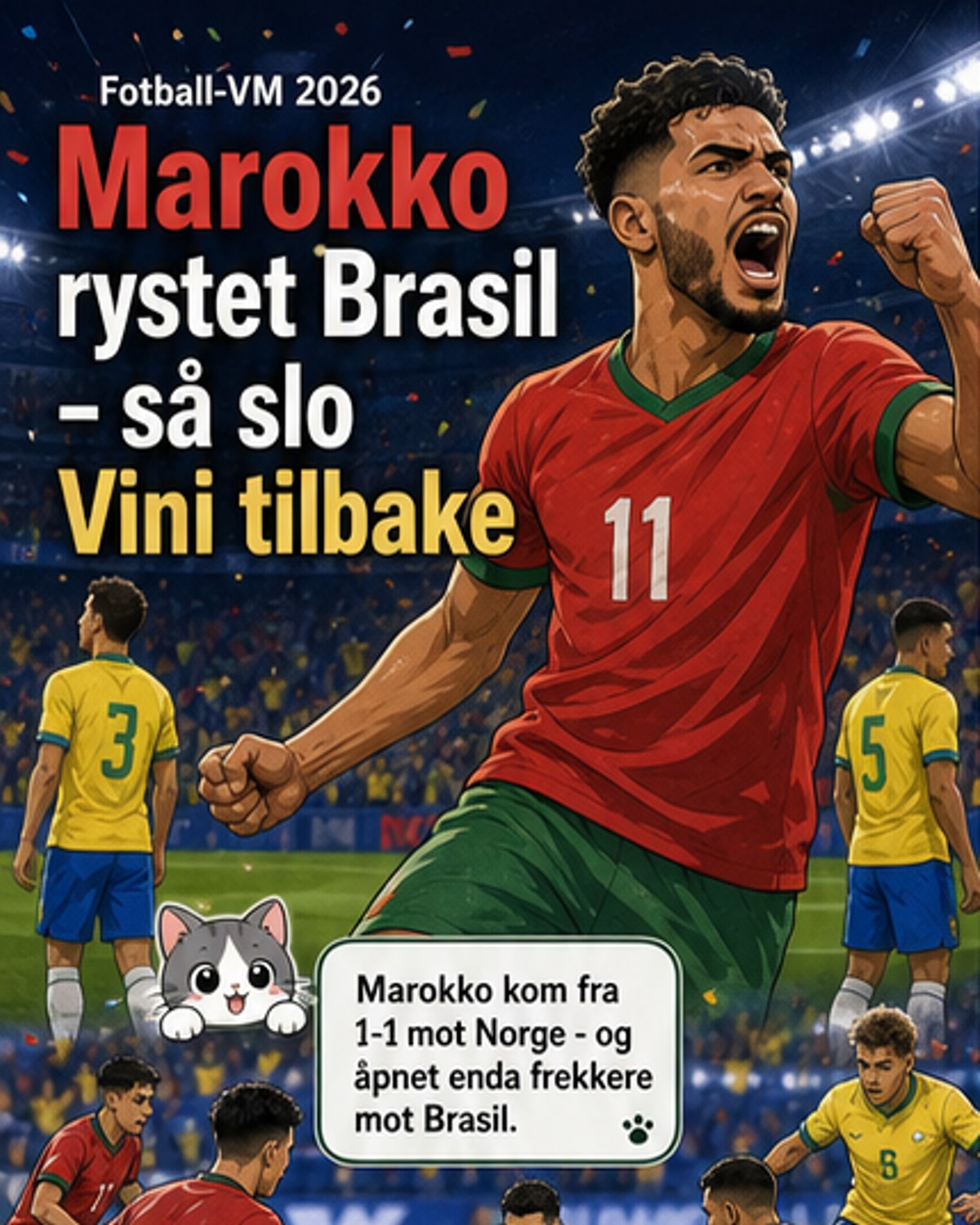 Marokko presset Brasil – Vinicius svarte