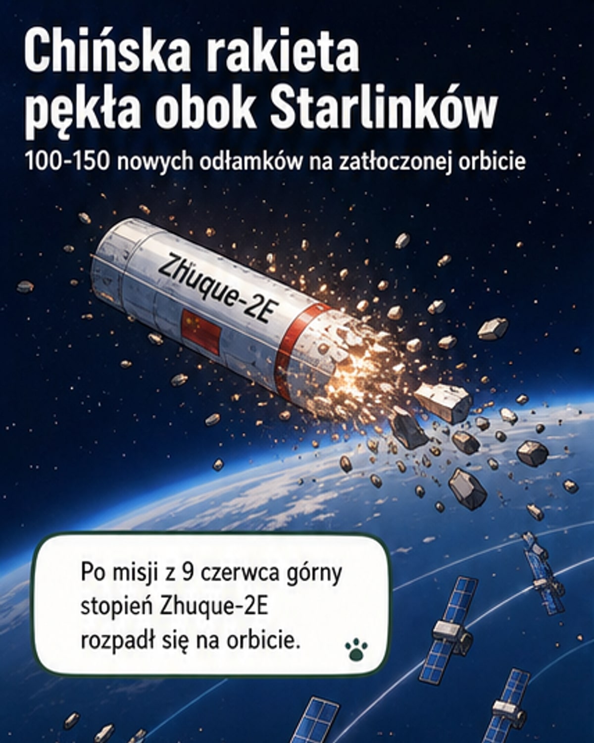 Chińska rakieta rozpadła się w pobliżu Starlinków