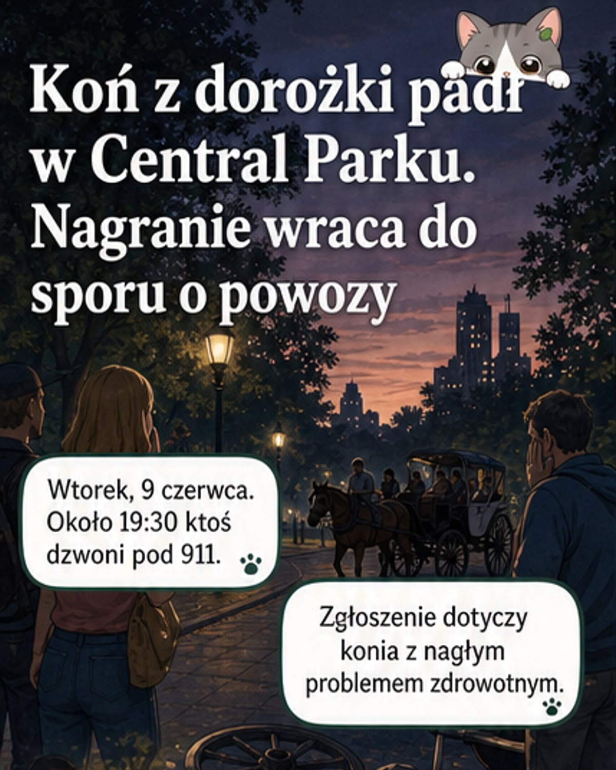 Koń z dorożki padł w Central Parku
