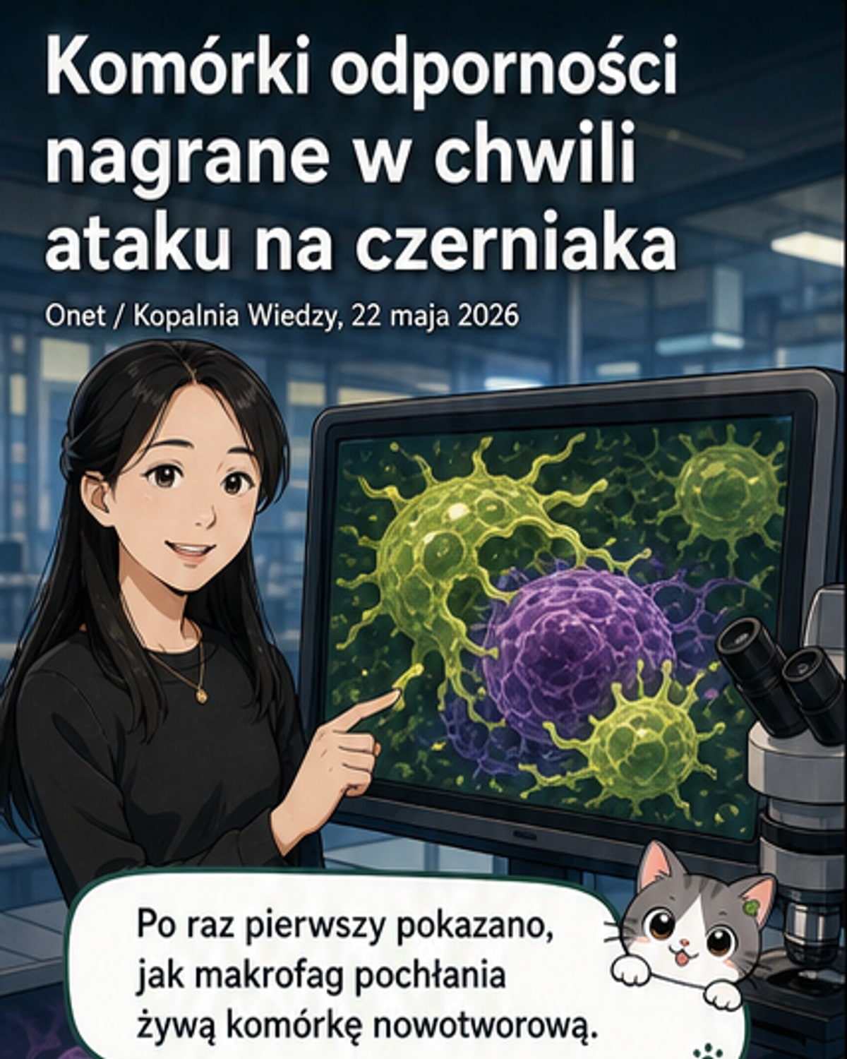 Nagranie pokazuje, jak makrofagi pożerają komórki czerniaka