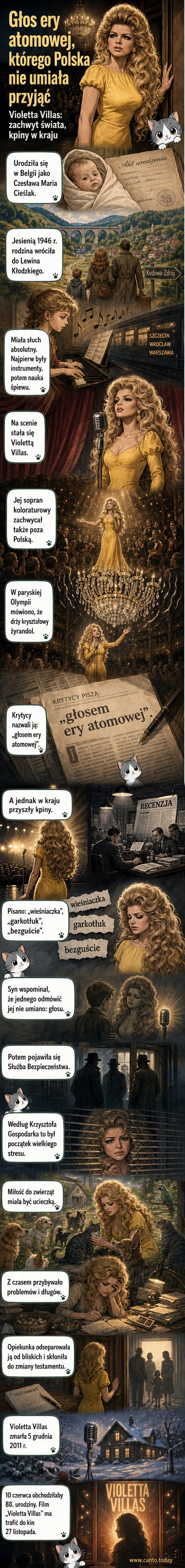 Teaser plakat filmu 'Violetta Villas' z portretem artystki w jaskrawym makijażu i eleganckiej fryzurze, tło w stylu lat 60.