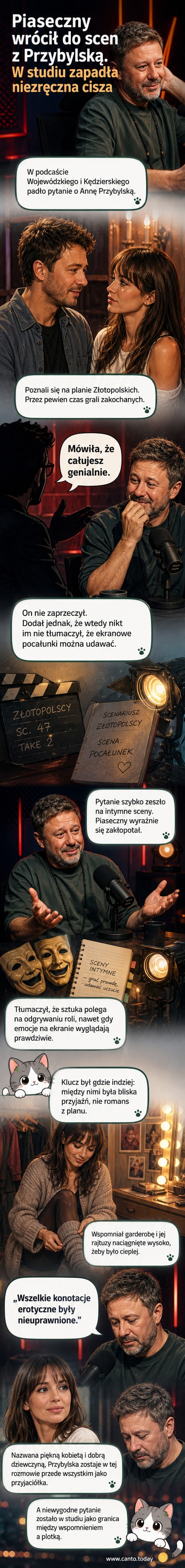 Andrzej Piaseczny w studiu podcastu, wspomina Annę Przybylską i ich wspólne role w serialu