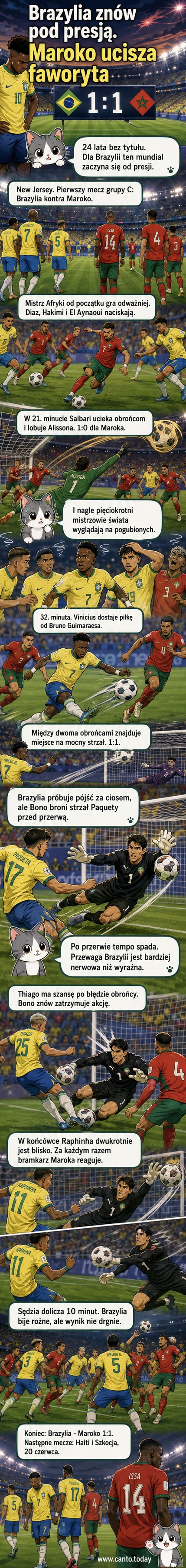 Piłkarz Vinicius Junior świętujący gol dla Brazylii podczas meczu z Marokiem na MŚ 2026